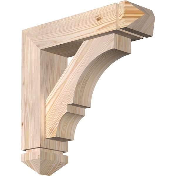 Ekena Millwork Balboa Arts and Crafts Smooth Bracket w/ Offset Brace, Douglas Fir, 5 1/2"W x 20"D x 20"H BKT0604X20X20BOA03SDF - main